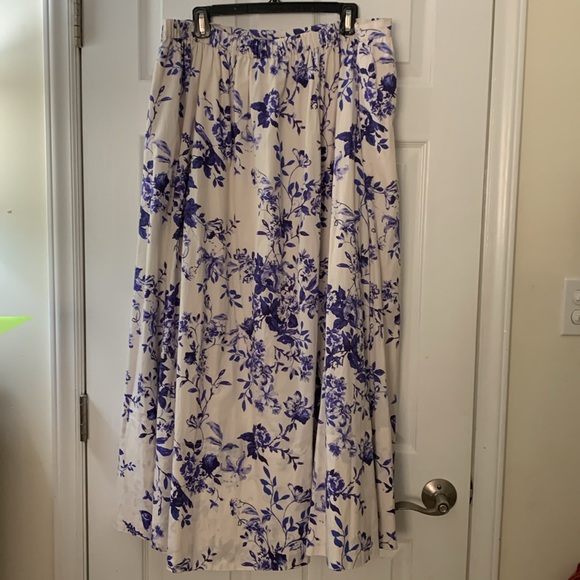 Anthropologie jacie Floral Blue and White Women's Skirt sz XL - Picture 3 of 8